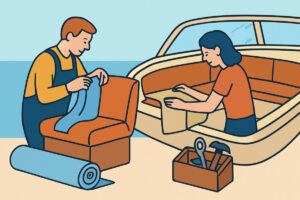 Kajuutan ja veneen sisätilojen verhoilu – materiaalit
